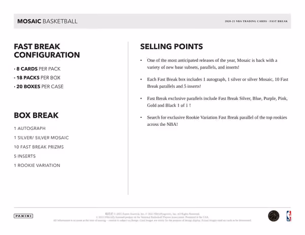 2020/21 Panini Mosaic Fast Break Basketball Hobby Box NBA view 6