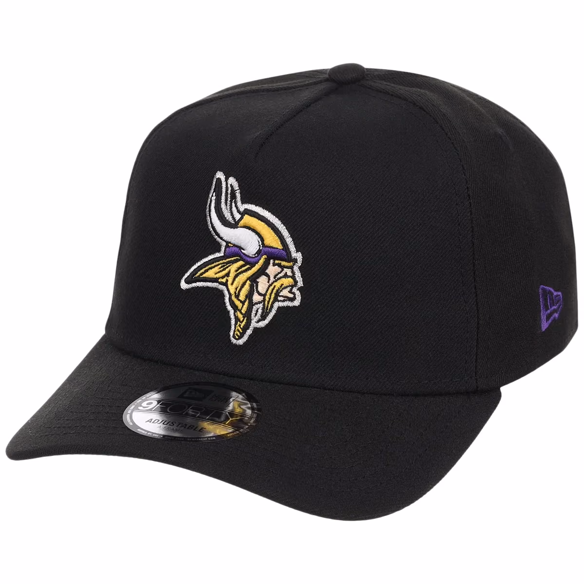 Minnesota Vikings NFL Black Dome New Era 9FORTY A-Frame detail view