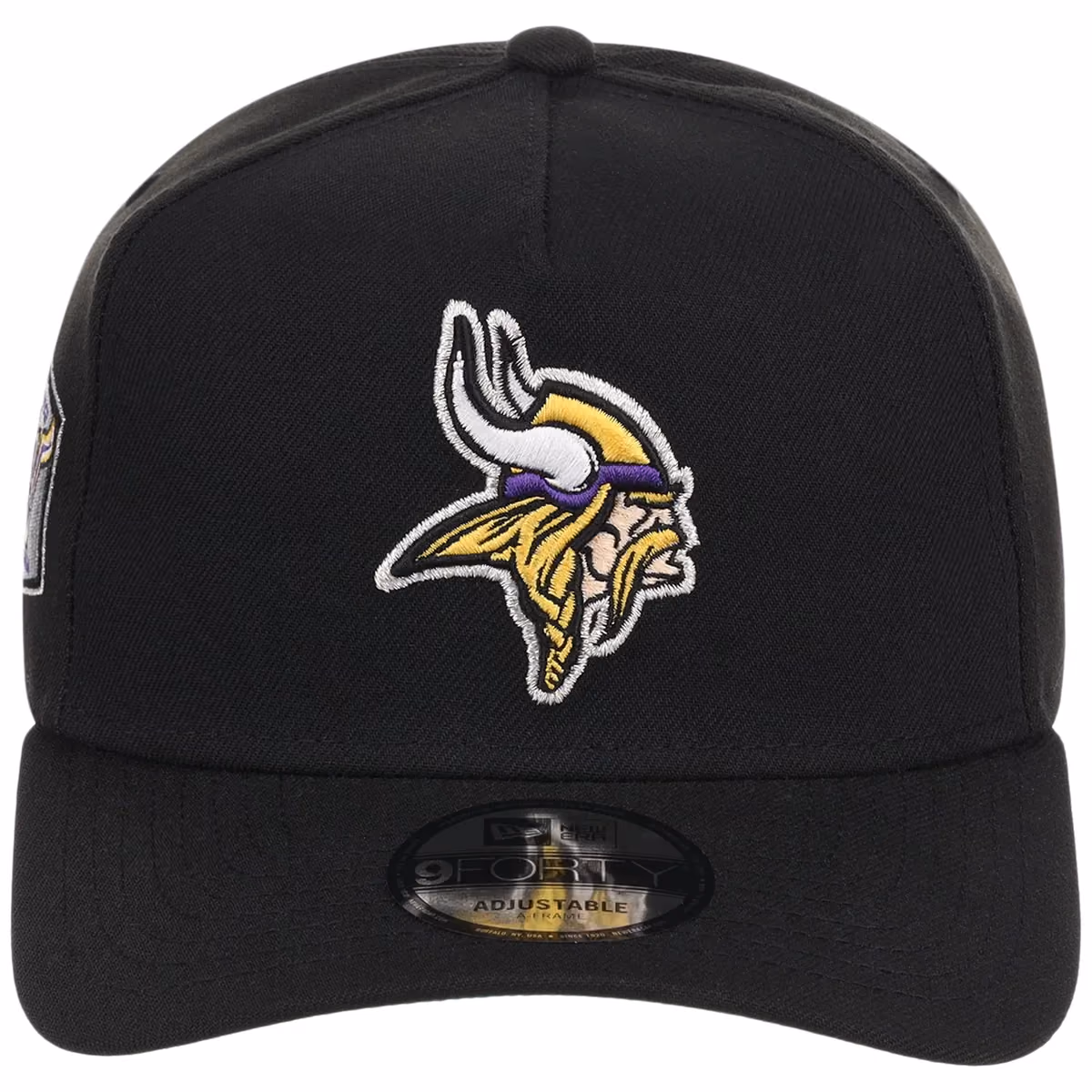Minnesota Vikings NFL Black Dome New Era 9FORTY A-Frame detail view