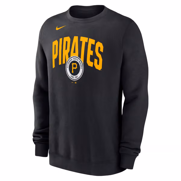 Pittsburgh Pirates Club Fleece MLB Pullover Crew Black view 1