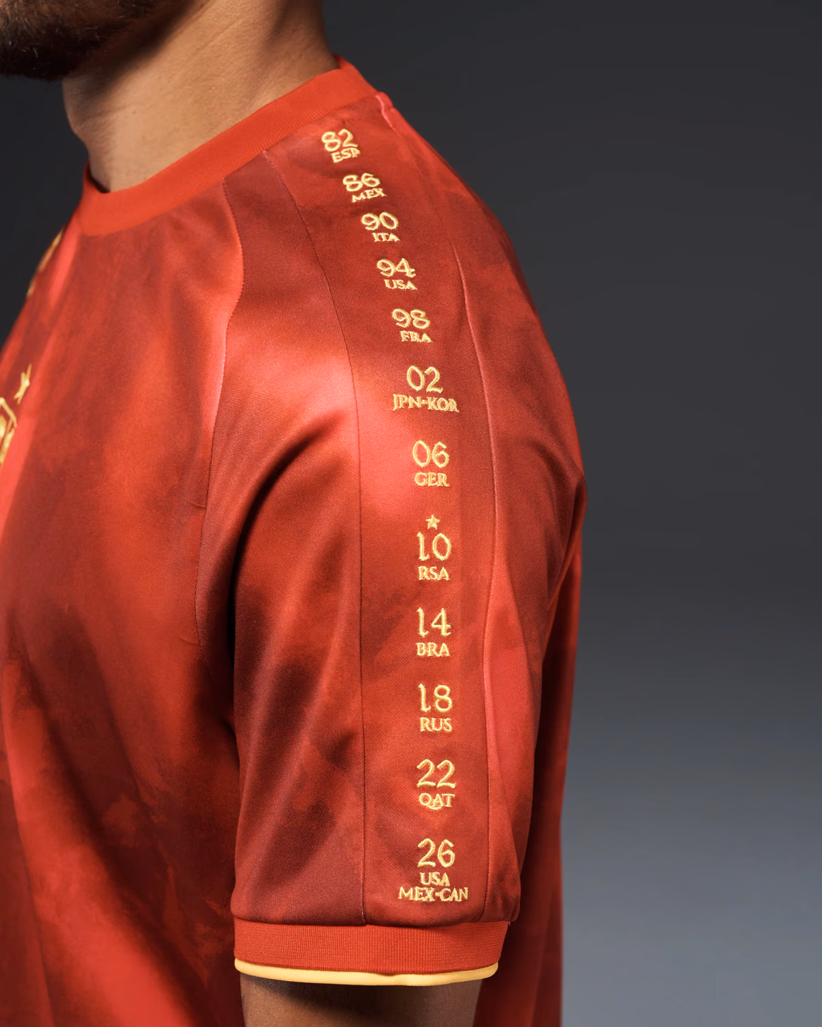 Jersevo Custom Personalized Spain Heritage Jersey (2026WC Edition) left sleeve detail