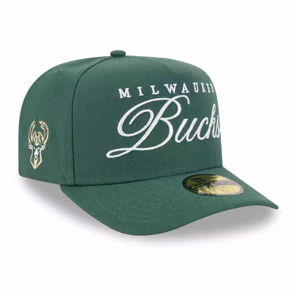 Milwaukee Bucks 2025 NBA Draft New Era 59FIFTY A-Frame Fitted Cap Green product photo