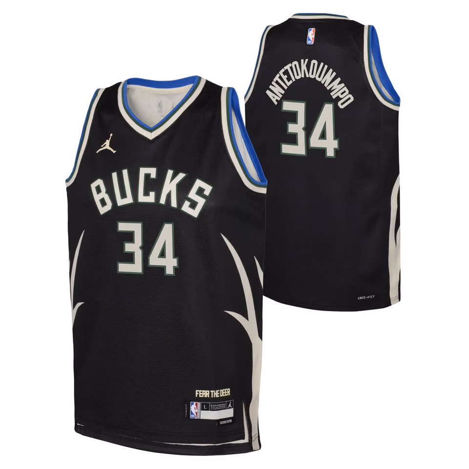 Giannis Antetokounmpo #34 Milwaukee Bucks Jordan Swingman NBA Jersey Black (YOUTH) view 1