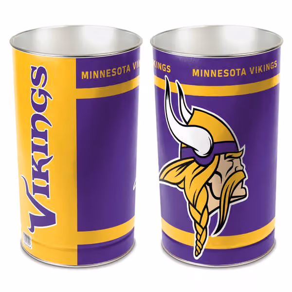 Minnesota Vikings Metal NFL Wastebasket view 1