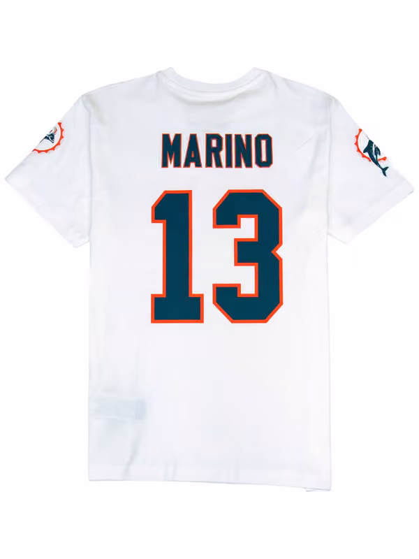 Dan Marino #13 Miami Dolphins Wordmark Player NFL T-Shirt White view 1