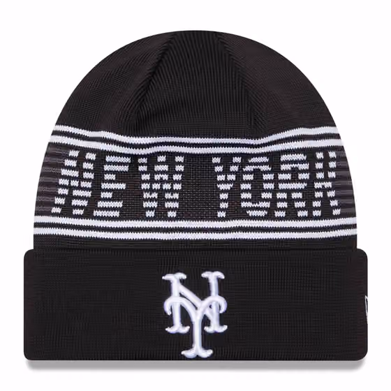 New York Mets Black Colorway 2024 MLB Clubhouse New Era Beanie Knit product photo