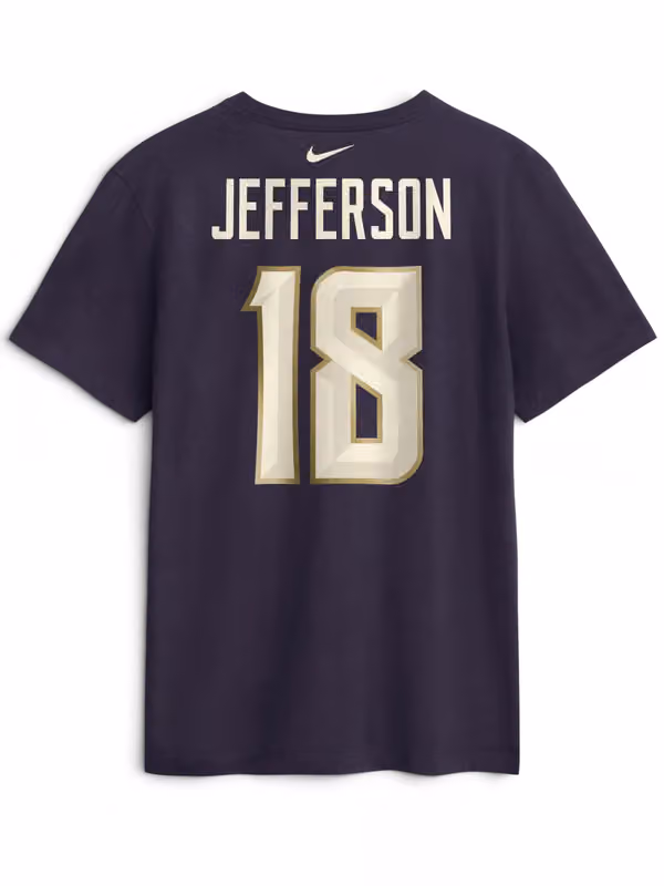 Justin Jefferson #18 Minnesota Vikings 2026 NFL Rivalries Player T-Shirt Purple view 3
