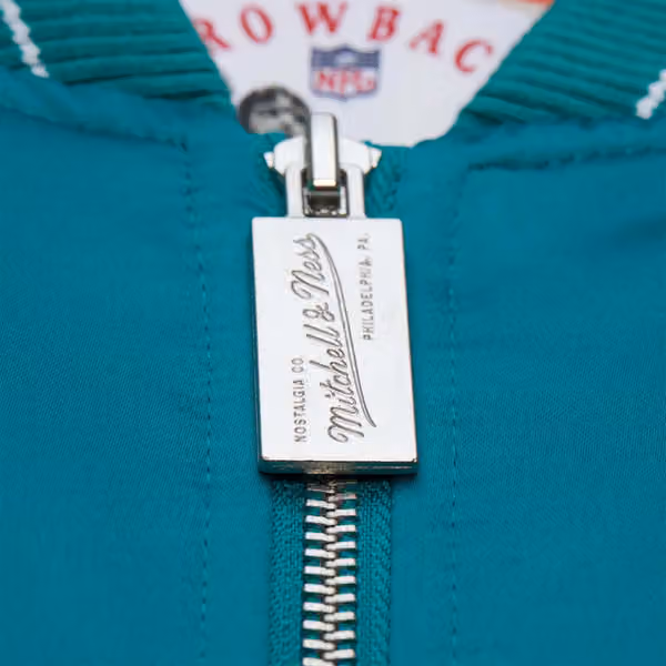 Miami Dolphins Throw it Back Heavyweight Satin NFL Jacket Aqua view 4