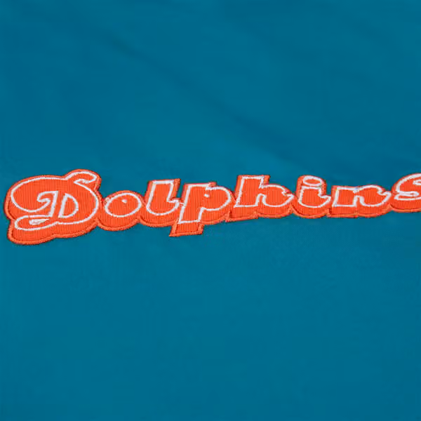 Miami Dolphins Throw it Back Heavyweight Satin NFL Jacket Aqua view 5
