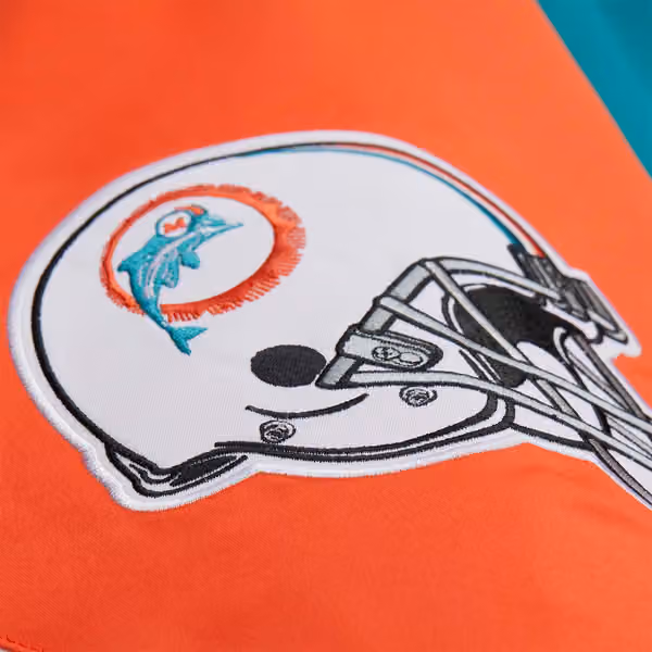 Miami Dolphins Throw it Back Heavyweight Satin NFL Jacket Aqua view 7