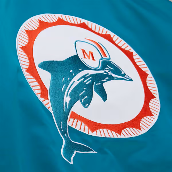 Miami Dolphins Throw it Back Heavyweight Satin NFL Jacket Aqua view 6
