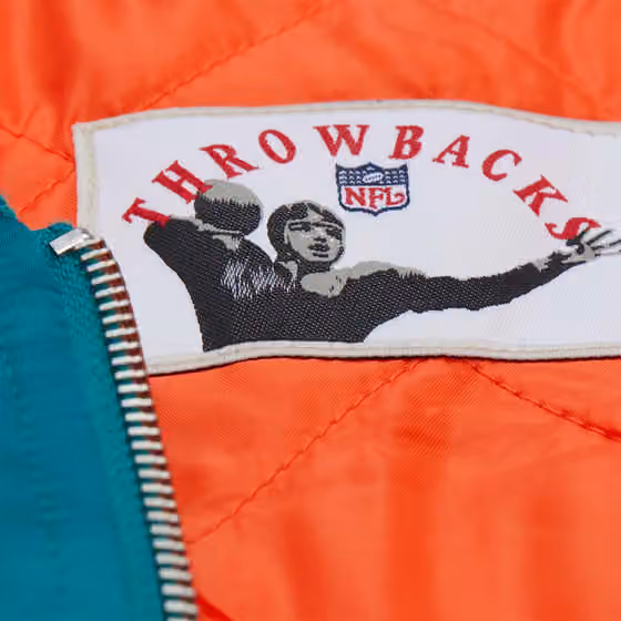 Miami Dolphins Throw it Back Heavyweight Satin NFL Jacket Aqua view 3