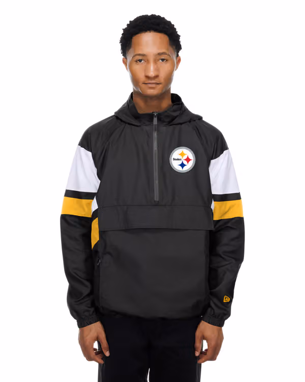 Pittsburgh Steelers NFL Quarter Zip Windbreaker Jacket Black view 1