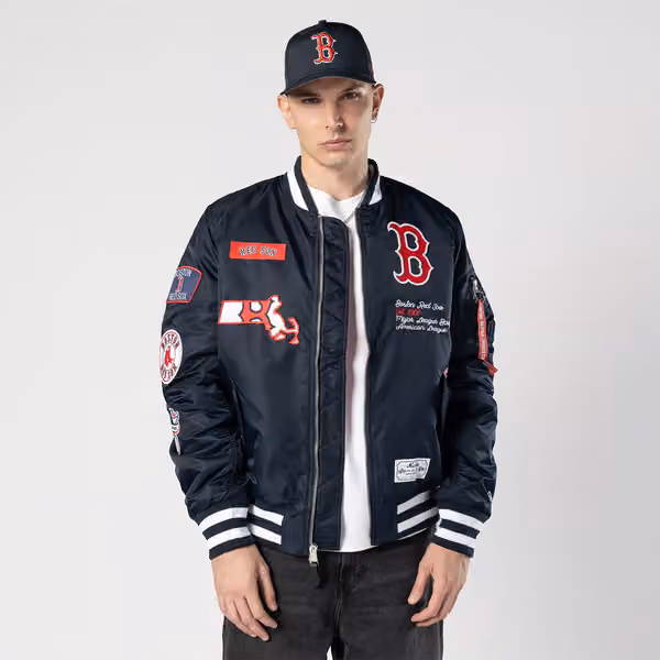 Boston Red Sox Alpha Industries MA-1 MLB Bomber Jacket Navy view 3