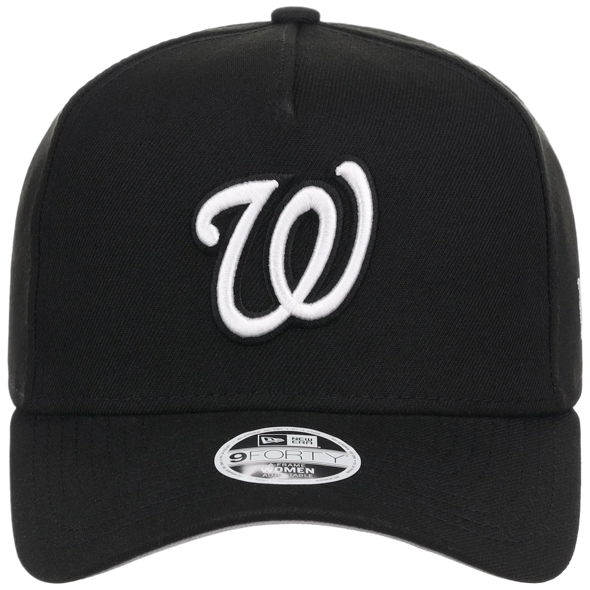 Washington Nationals Women's New Era 9FORTY Black A-Frame detail view