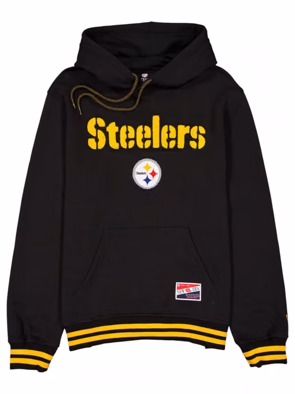 Pittsburgh Steelers Felt Logo Throwback NFL Hoodie Black view 1