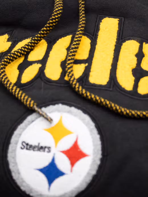 Pittsburgh Steelers Felt Logo Throwback NFL Hoodie Black view 3