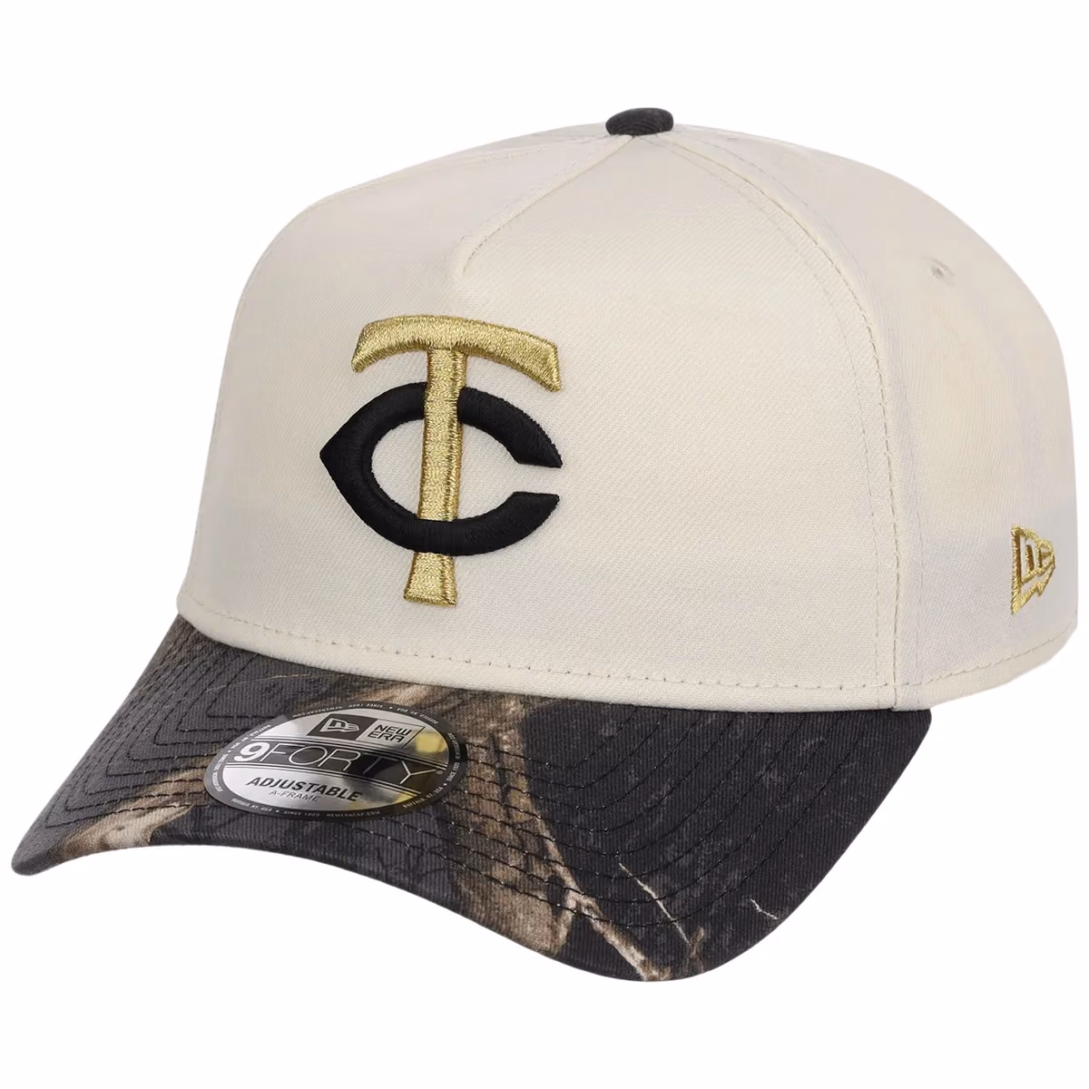 Minnesota Twins MLB Black Realtree Chrome New Era 9FORTY detail view