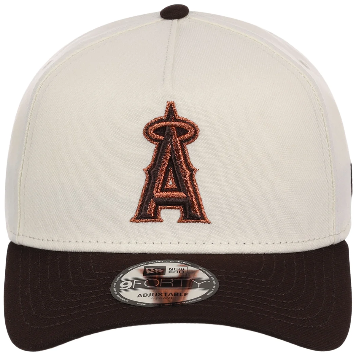 Anaheim Angels MLB Chrome x Burnt Wood FASHION CORE New Era 9FORTY A-Frame detail view