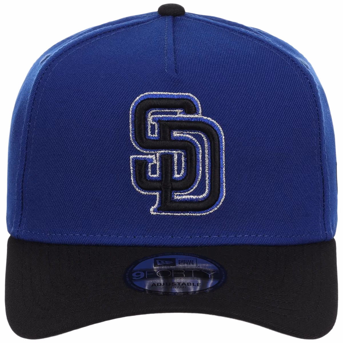 San Diego Padres MLB Royal x Black FASHION CORE New Era 9FORTY A-Frame detail view