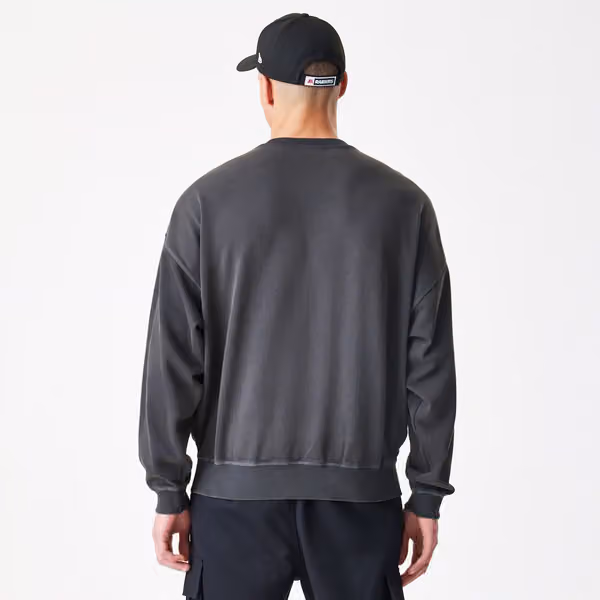 Las Vegas Raiders Washed Oversized NFL Crew Neck Sweater Dark Gray view 3