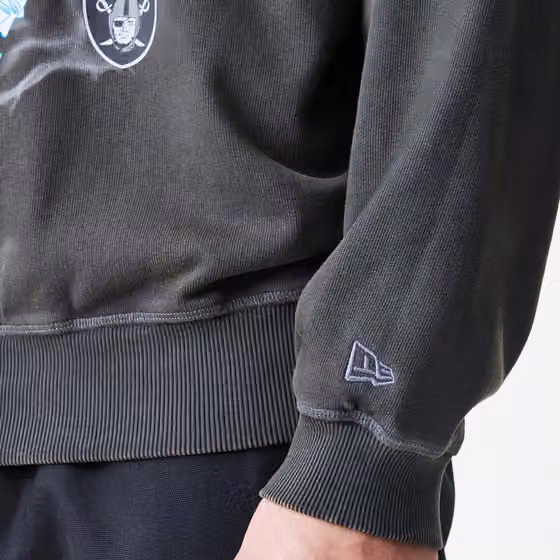 Las Vegas Raiders Washed Oversized NFL Crew Neck Sweater Dark Gray view 4