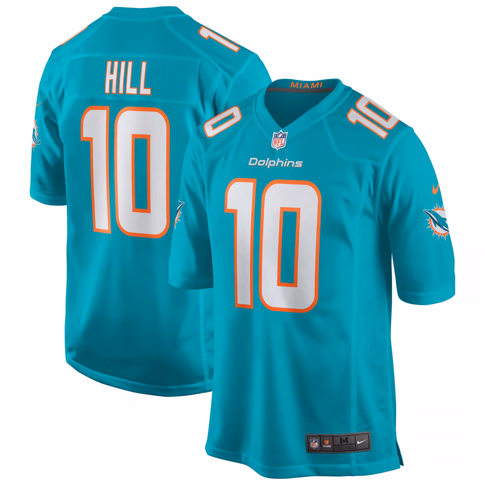 Tyreek Hill #10 Miami Dolphins Nike Game NFL Jersey Aqua view 1