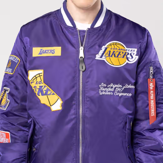Los Angeles Lakers Alpha Industries MA-1 NBA Bomber Jacket view 5