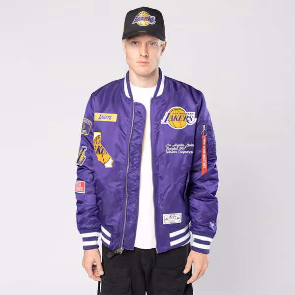 Los Angeles Lakers Alpha Industries MA-1 NBA Bomber Jacket view 3