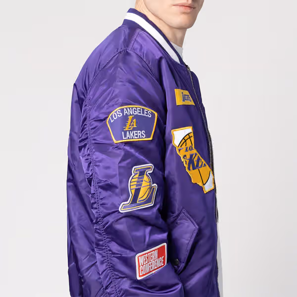 Los Angeles Lakers Alpha Industries MA-1 NBA Bomber Jacket view 6