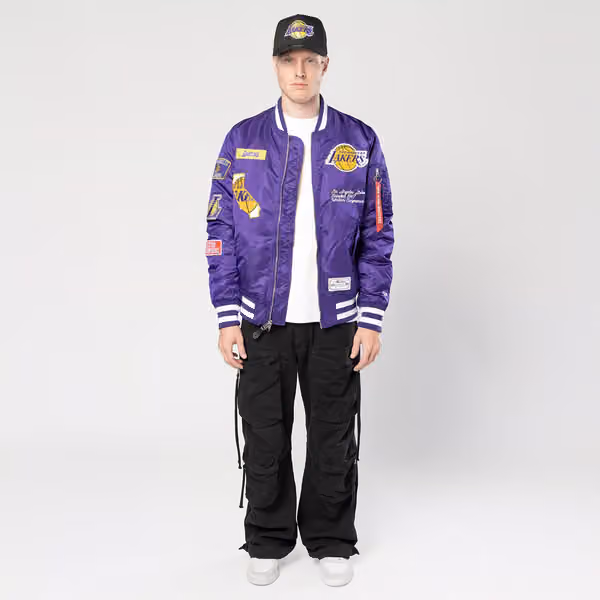 Los Angeles Lakers Alpha Industries MA-1 NBA Bomber Jacket view 8