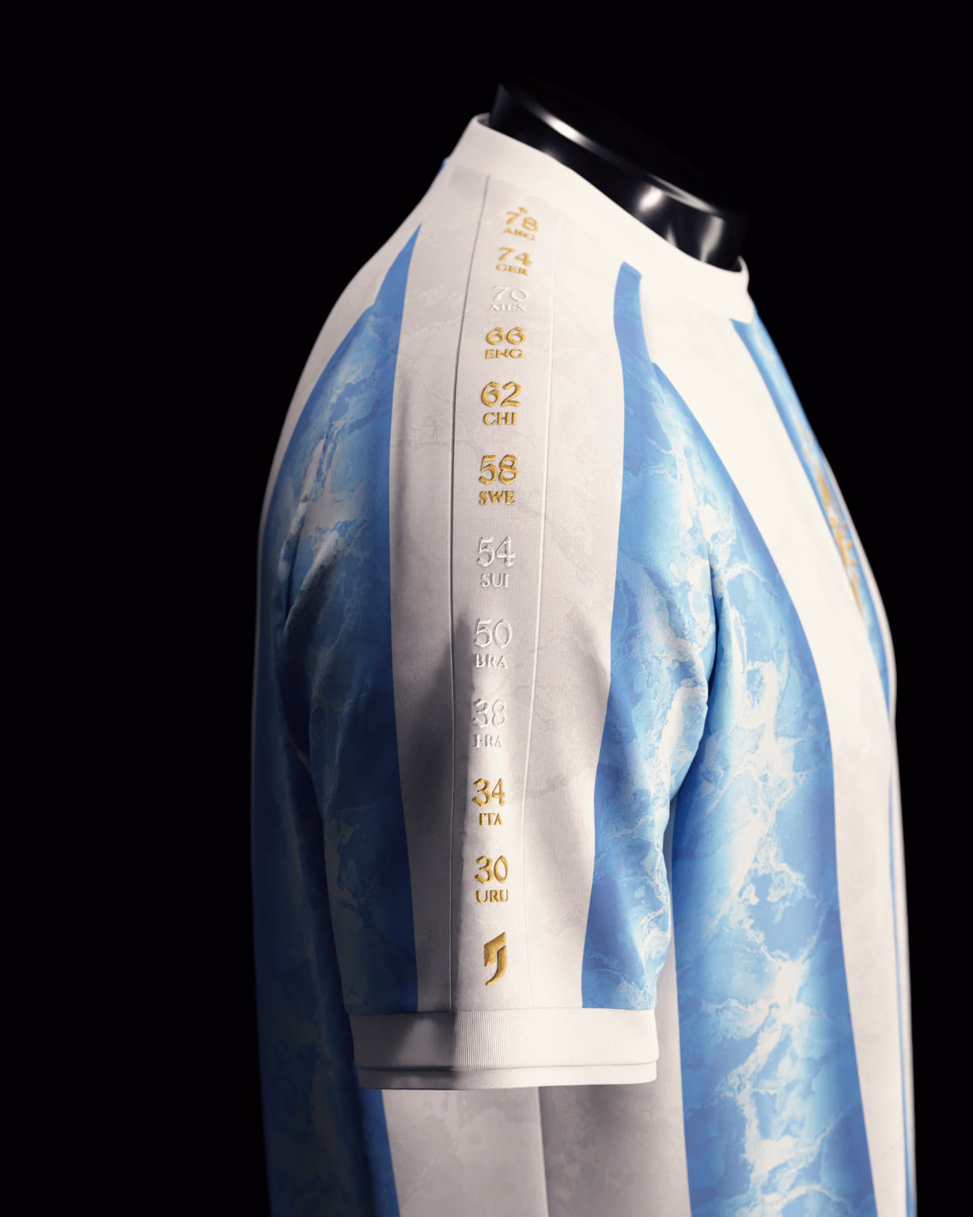 Jersevo Custom Personalized Argentina "Glacier" Jersey (2026WC Edition) right sleeve detail