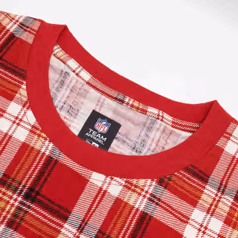 San Francisco 49ers Plaid 2024 New Era 3rd Down NFL T-Shirt Red view 4