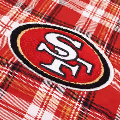 San Francisco 49ers Plaid 2024 New Era 3rd Down NFL T-Shirt Red view 3