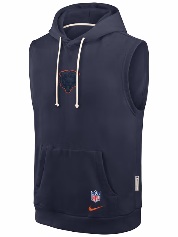 Chicago Bears 2026 NFL Rivalries Sideline Sleeveless Hoodie Navy view 2