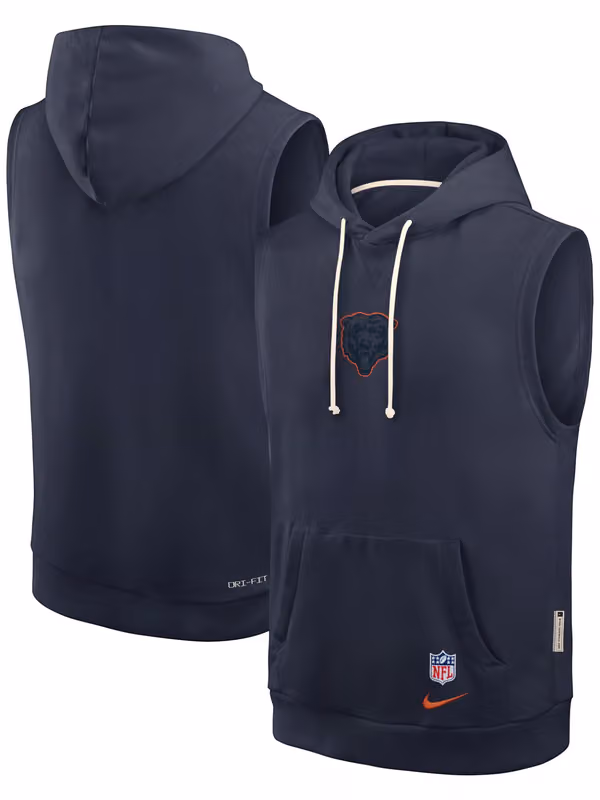 Chicago Bears 2026 NFL Rivalries Sideline Sleeveless Hoodie Navy view 1