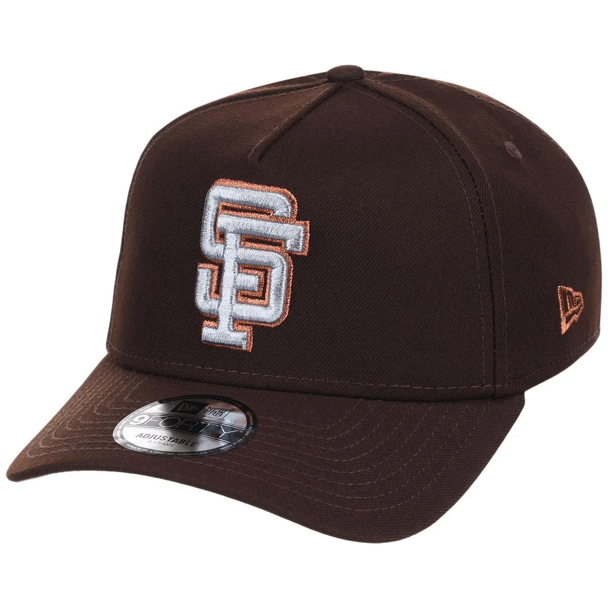 San Francisco Giants MLB Frosted Bark New Era 9FORTY A-Frame detail view
