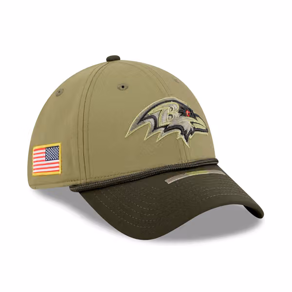 Baltimore Ravens 2025 NFL Salute to Service 39THIRTY Flex Cap Olive product photo