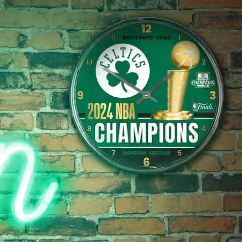Boston Celtics 2024 NBA Champions WinCraft Chrome Wall Clock view 3