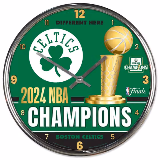 Boston Celtics 2024 NBA Champions WinCraft Chrome Wall Clock view 1
