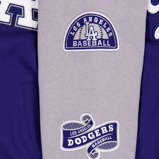 Los Angeles Dodgers Full Snap Patch Jacket Blue/Gray view 4