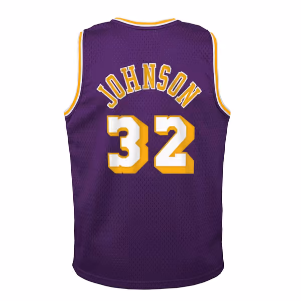 Magic Johnson #32 Los Angeles Lakers 1984-85 Youth Swingman NBA Jersey Purple (YOUTH) view 3