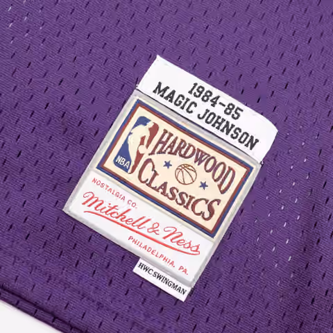 Magic Johnson #32 Los Angeles Lakers 1984-85 Youth Swingman NBA Jersey Purple (YOUTH) view 4