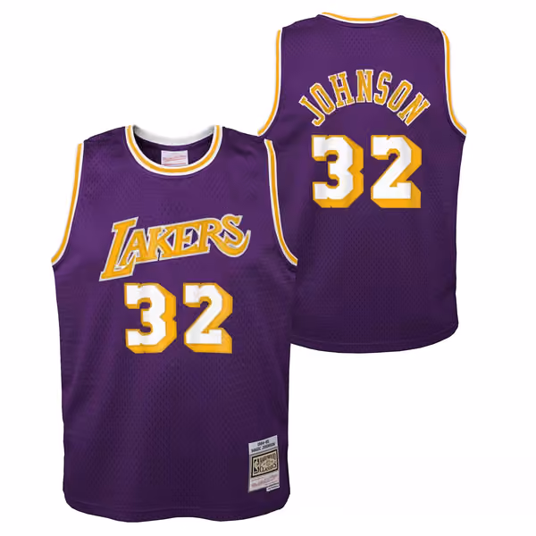 Magic Johnson #32 Los Angeles Lakers 1984-85 Youth Swingman NBA Jersey Purple (YOUTH) view 1