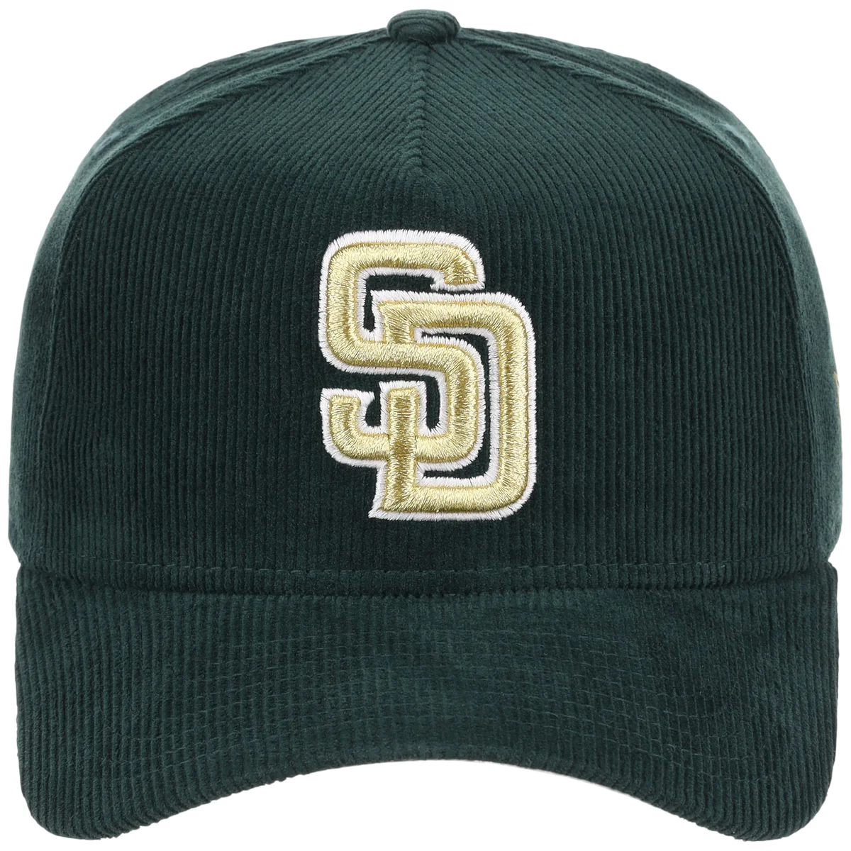 San Diego Padres MLB Dark Green Cord FASHION CORE New Era 9FORTY A-Frame detail view