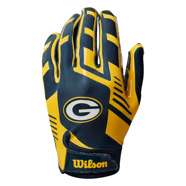 Green Bay Packers Wilson Stretch-Fit NFL Receivers Gloves view 2