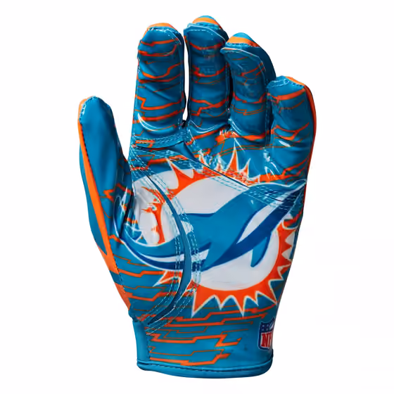 Miami Dolphins Wilson Stretch-Fit NFL Receivers Gloves view 3