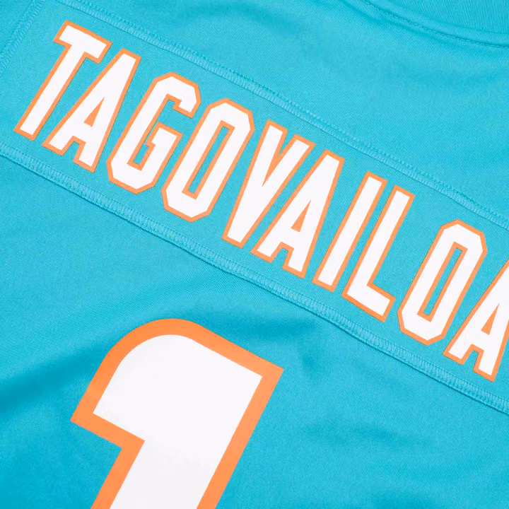 Tua Tagovailoa #1 Miami Dolphins Nike Game NFL Football Jersey Aqua view 4