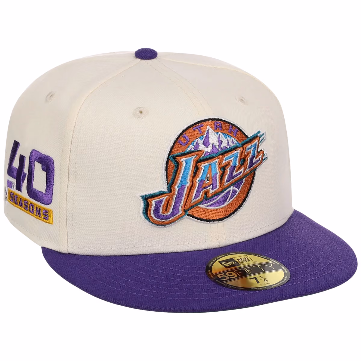 Utah Jazz NBA Chrome OTC New Era 59FIFTY (Chrome/Purple) front view