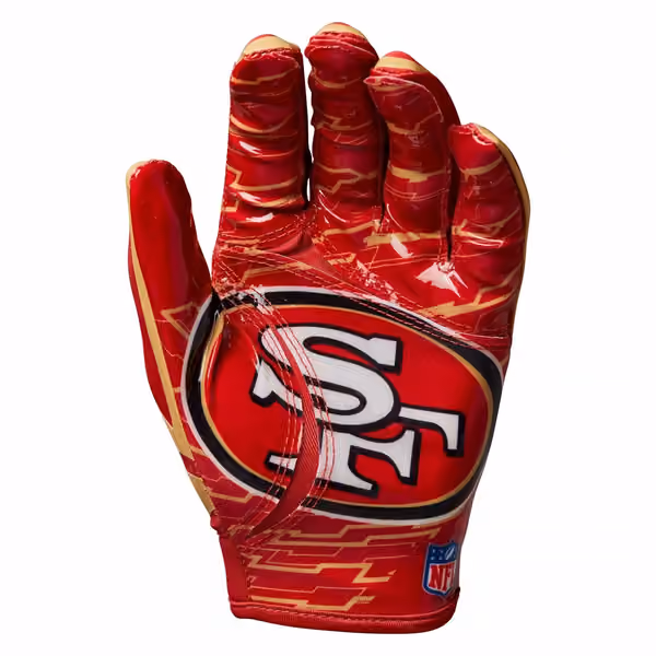 San Francisco 49ers Wilson Youth Stretch-Fit NFL Receivers Gloves (KIDS) view 3